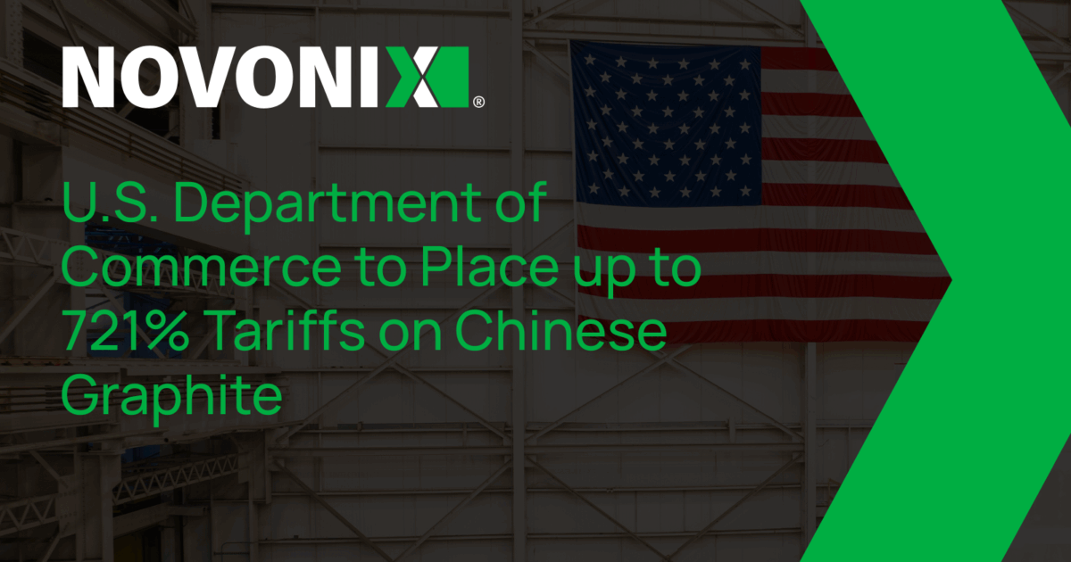 U.S. Department of Commerce to Place Up to 721% Tariffs on Chinese Graphite